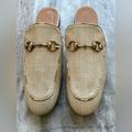 Gucci Shoes | Gucci Raffia Princetown Mule Loafers Beige 9 Slides Slippers Jordaan Snake Trim | Color: Tan | Size: 9