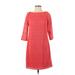 Jessica Howard Casual Dress - Mini Crew Neck 3/4 sleeves: Pink Solid Dresses - Women's Size 4