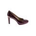 Tahari Heels: Pumps Chunky Heel Classic Burgundy Print Shoes - Women's Size 8 1/2 - Round Toe