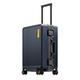 LEVEL8 Zipperless Luggage 24 inch Checked Medium Suitcase with Aluminum Frame Luggage Trolley PC Trolley Hardside Spinner Check in Luggage Double TSA, Hegent Series Blue