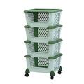 GUAWJRZDP Stackable Multi-Layer Storage Basket with 4 Wheels,Storage Rack Rolling Trolley for Kitchen And Bathroom with PP Mesh Storage Basket,Plastic Storage Rack on Wheels