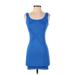 Arden B. Cocktail Dress - Bodycon Scoop Neck Sleeveless: Blue Print Dresses - Women's Size X-Small