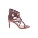 Jessica Simpson Heels: Burgundy Print Shoes - Women's Size 8 - Open Toe