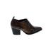 BLEECKER & BOND Ankle Boots: Slip-on Chunky Heel Boho Chic Brown Snake Print Shoes - Women's Size 7 1/2 - Almond Toe