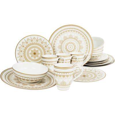 Kombiservice CREATABLE "Mandala Gold", gold (weiß, goldfarben), 16 tlg., Steinzeug, Geschirr-Sets, Service, goldene orie