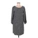 Ann Taylor LOFT Casual Dress - Shift Scoop Neck 3/4 sleeves: Gray Print Dresses - Women's Size Medium