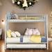 Contemporary Twin over Full Bed with Sturdy Steel Frame, Bunk Bed with Twin Size Trundle, Convenient Two-Side Ladders, Silver