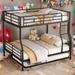 Industrial Modern Full XL Over Queen Metal Bunk Bed with Trundle, Save Space or Split Into 2 Beds, Crafted For Safety, Black