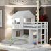 Artsy Twin Over Full House Bunk Bed with Ladder and Guardrails, White