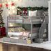Stylish & Simple Stairway Full-Over-Full Bunk Bed with Drawer, Storage and Guard Rail for Bedroom, Versatility Galore, Grey
