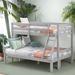 Twin over Full Bunk Bed with Built-in Ladder and Guardrail, White