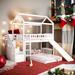 Stylish & Elegant Style Twin Over Twin House Bunk Bed with Two Drawers and Slide, Maximized Space Saving, Friendly Design, White