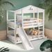 Contemporary Twin over Twin House Bunk Bed with Convertible Slide and Ladder, Converts into 2 Separate Platform Beds, White