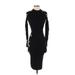 H&M Cocktail Dress - Midi Mock Long sleeves: Black Solid Dresses - Women's Size X-Small