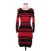 French Connection Casual Dress - Bodycon Scoop Neck 3/4 sleeves: Red Color Block Dresses - Women's Size 8