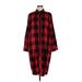 Sweet Lovely by Jen Casual Dress - Shift Collared 3/4 sleeves: Red Checkered/Gingham Dresses - Women's Size Medium
