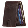 Portefeuille en cuir véritable pour homme pince à billets minimaliste porte-cartes de crédit