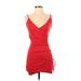 Divided by H&M Cocktail Dress - Party V-Neck Sleeveless: Red Solid Dresses - Women's Size 2