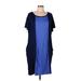 Carole Hochman Casual Dress - Shift Scoop Neck Short sleeves: Blue Color Block Dresses - Women's Size Large