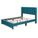 Latitude Run® Platform Bed w/ A Big Drawer Upholstered/Velvet, Wood in Blue | 50.4 H x 58.2 W x 79.1 D in | Wayfair