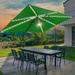 Arlmont & Co. Rositta 138" x 108" Rectangular Lighted Cantilever Umbrella in Green | 106.3 H x 138 W x 108 D in | Wayfair