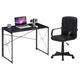 Inbox Zero Home Office Desk & Chair Set Computer Desk W/Shelves w/ Ergonomic Height Adjustable Office Chair Wood/Metal in Black | Wayfair
