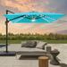 Arlmont & Co. Sharesse 121.9" Square Lighted Cantilever Umbrella in Blue/Navy | 106.5 H x 131.9 W x 131.7 D in | Wayfair