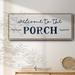 Gracie Oaks Welcome To The Porch Framed On Canvas Print Canvas, Solid Wood in Blue | 12 H x 30 W x 1.5 D in | Wayfair