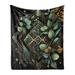 Bungalow Rose Alfredina Throw Blanket Fleece/Microfiber/Fleece, Polyester in Green/Black | 60 H x 50 W in | Wayfair