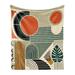 Wrought Studio™ Monstera Fleece Throw Blanket Abstract Boho Mid Century Burnt Orange Pale Khaki Fleece/Microfiber/Fleece, | 80 H x 60 W in | Wayfair