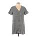 Zara TRF Casual Dress - Shift V Neck Short sleeves: Gray Dresses - Women's Size Small