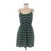 J.Crew Factory Store Casual Dress - Mini Scoop Neck Sleeveless: Green Stripes Dresses - Women's Size Medium