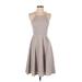 Lulus Casual Dress - A-Line Halter Sleeveless: Gray Print Dresses - Women's Size X-Small