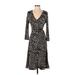 Banana Republic Casual Dress - A-Line V Neck 3/4 sleeves: Black Dresses - Women's Size Small
