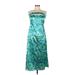 Casual Dress - Midi Strapless Sleeveless: Teal Dresses - Women's Size Medium