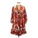 Dodo Bar Or Casual Dress - A-Line High Neck 3/4 sleeves: Burgundy Dresses - Women's Size Small
