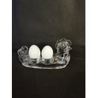 Glas Eierbecher Doppel Huhn Henne Vintage Eierbecher Design Pressglas eiförmige Eier Ostern Dekoration