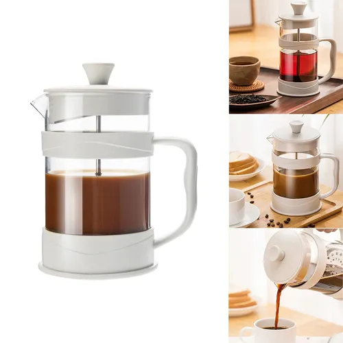 LBER Französisch Presse Kaffee Maker, Weiß Kaffee Pressen Tee Makers Mit Borosilikatglas Kalten Und Heißer Brauen Kaffee