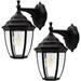 Ming Bright 2 Packs 120 V AC Black Outdoor Wall Lantern with Glass Shape and Switch Replaceable A19 Bulb Type for House Outdoor Wall Lantern Porch Lights Outdoor Wall Mount