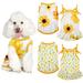 4 Pieces Pet Clothes Set Include 2 Pieces Cute Pet Dress Lovely Fruit Dog Dress and 2 Pieces Dog Shirt Breathable Pet T-Shirt Puppy Clothes Shirt for Pet