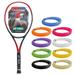 Yonex VCORE 100L Scarlet 7th Gen Performance Tennis Racquet 4 3/8 Grip Strung with Pink Synthetic Gut Racket String - Precise Spin & Remarkable Control