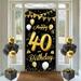 40th Birthday Decoration Background CM31 Door Decoration Banner Fabric Sign 40th Birthday Party Welcome Sign Poster Men Birthday Decoration Door Banner Gold Black 35.4 x70