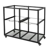 2 Tiers Metal Mobile Storage Cart 4 Drawers Rolling File Cart Black File Organizer Pull-out Rolling File Cart