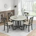 5 Pieces Dining Table and Chairs Set for 4 Persons Kitchen Room Solid Wood Table with 4 Chairs