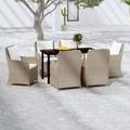 Wicker Patio Furniture Set Outdoor Patio Chairs Conversation Furniture for Poorside Garden Balcony 7 Piece Patio Dining Set Brown