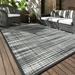 SIXHOME Outdoor Rug Carpet 5 x8 Waterproof Reversible Patio Rug Portable Modern Abstract Indoor Outdoor Rug Plastic Straw Rug for RV Camping Garden Picnic Deck Backyard Porch Decor Grey and White