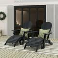 WestinTrends Tuscany 4-Piece HIPS Outdoor Folding Adirondack Seashell Chair With Folding Ottoman (Set of 2) Black