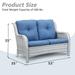 Outdoor Loveseat Wicker Sofa Set Rattan Sofa Light Grey/Blue