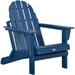 Folding Adirondack Chair Faux Wood Patio & Fire Pit Chair Weather Resistant HDPE for Deck Outside Garden Porch Backyard Blue