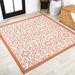 JONATHAN Y JONATHAN Y Ourika Vintage Filigree Textured Weave Indoor/Outdoor Area Rug 5 Square - Cream/Orange